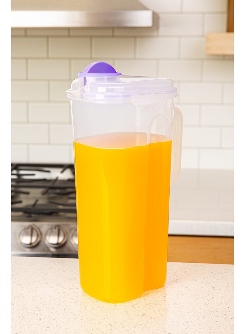 favilla 2-piece set of clear plastic jugs with clip-on lids - 1.5 liter capacity - multi-colored - Image 4
